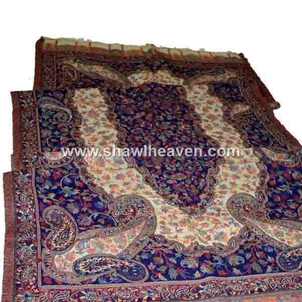 Midnight blue kani jamavar wool shawl